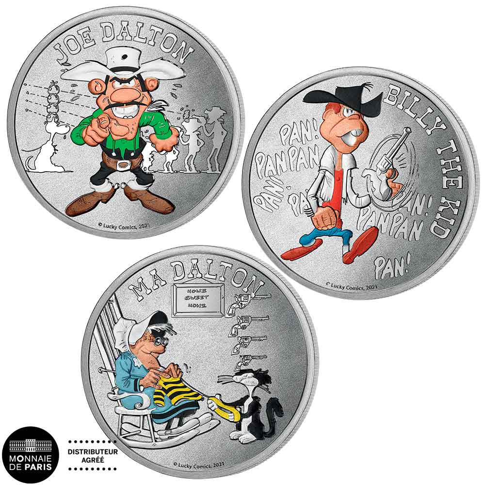 Lot 3 Mini-médailles Lucky Luke