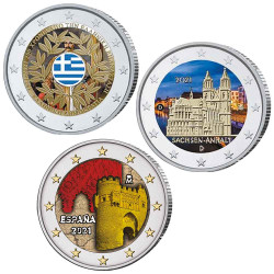Lot 3 x 2 Euro colorisées 2021