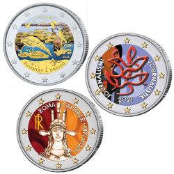 Lot 3 x 2 Euro colorisées 2021
