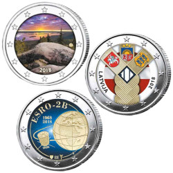 Lot 3 x 2 Euro colorisées 2018