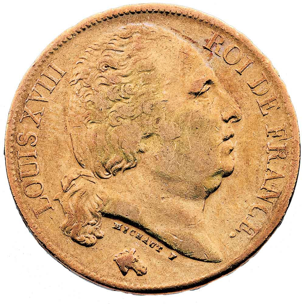20 Francs Or Louis XVIII Buste Nu 1817L