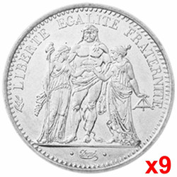 Lot de 9x10 Francs Argent...