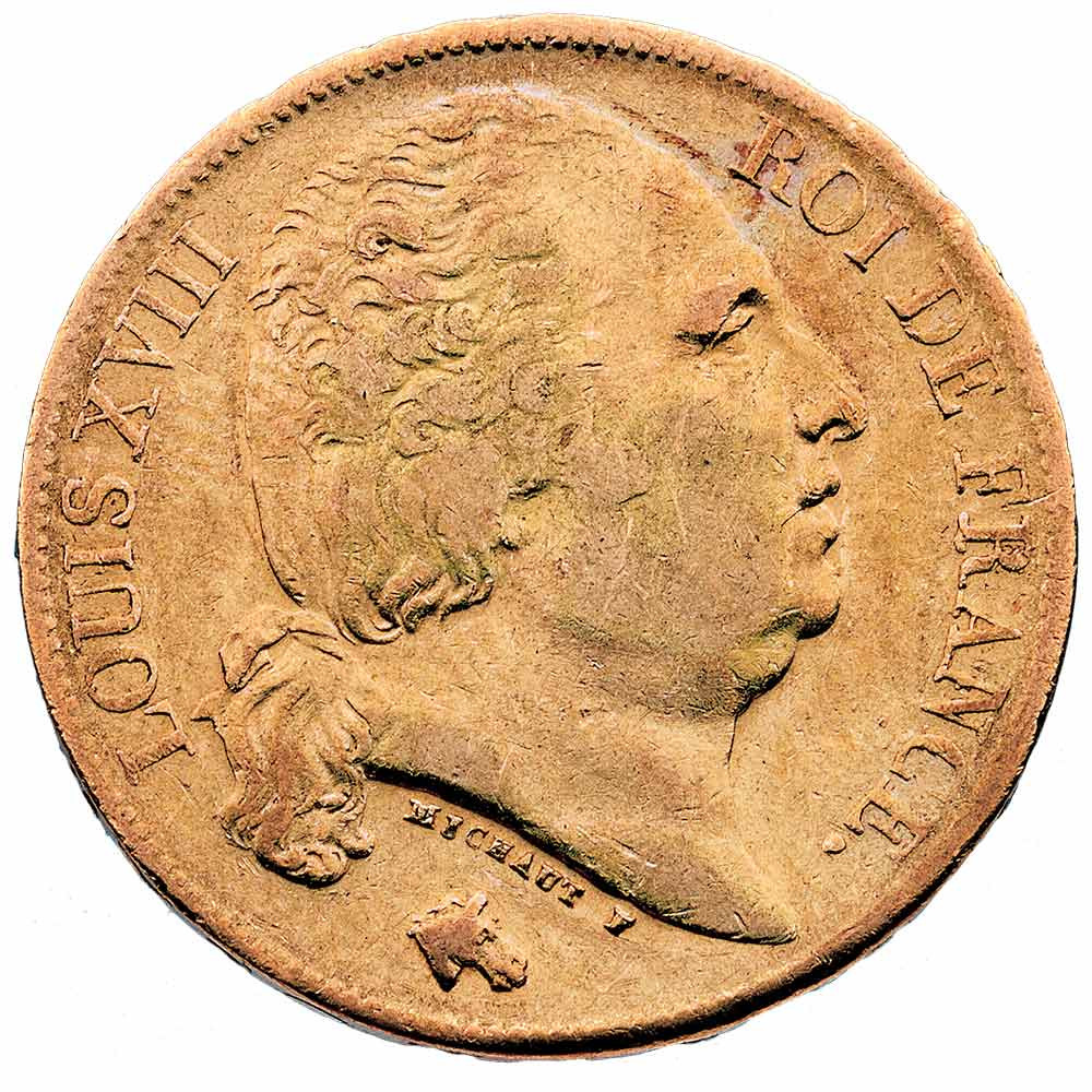 20 Francs Or Louis XVIII Buste Nu 1818Q