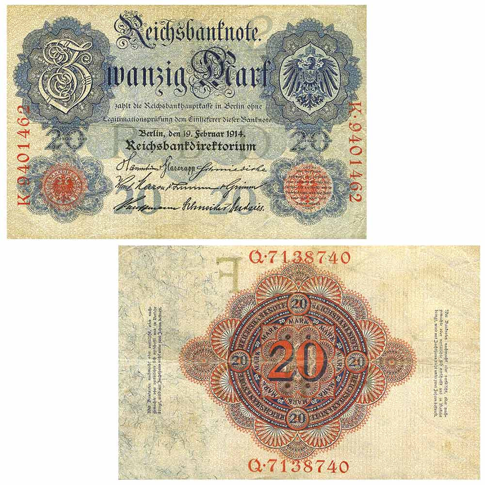 2 Billets Allemagne 1914