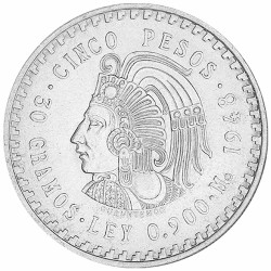 5 Pesos Argent Mexique 1947-1948