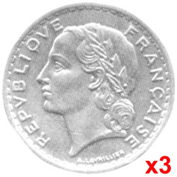 Lot 3 x 5 Francs Lavrillier