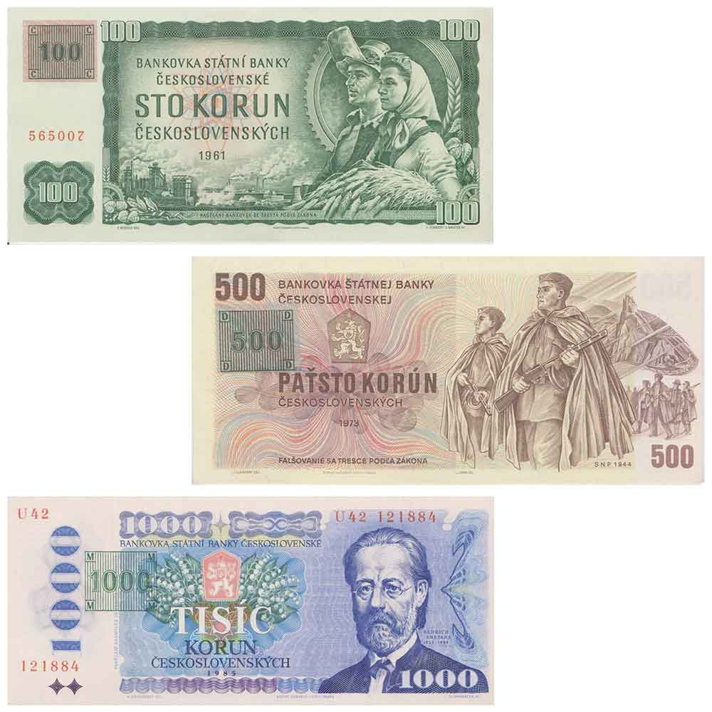 3 Billets République Tchèque 1993