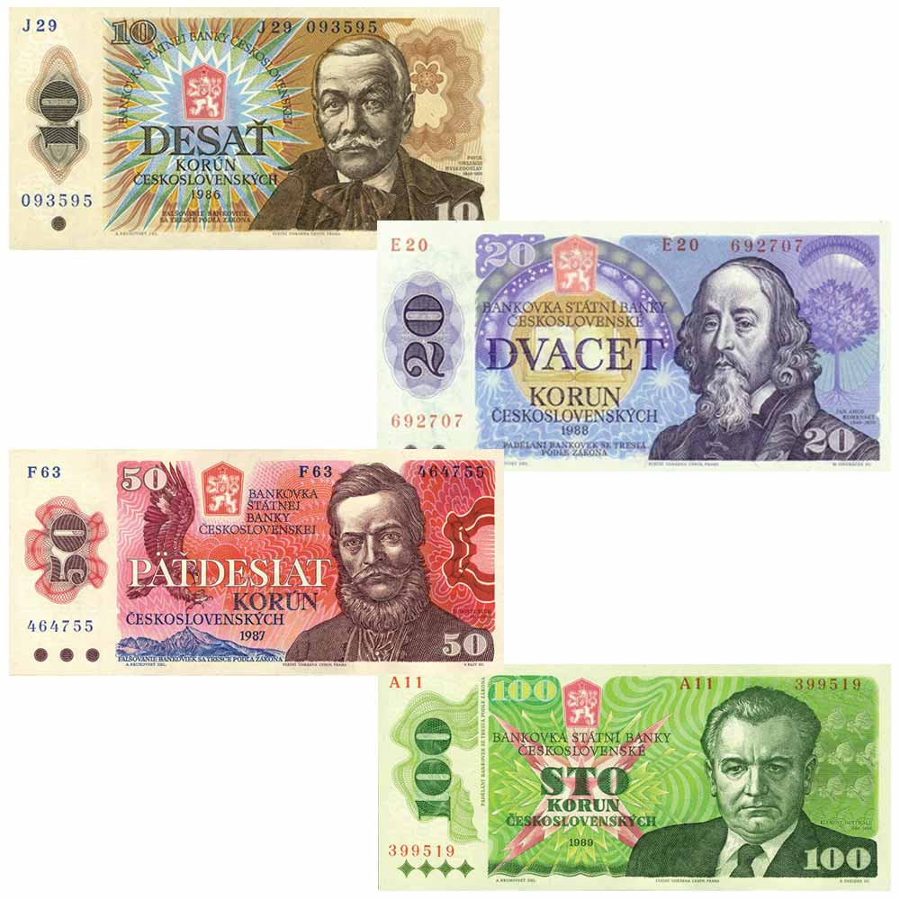 4 Billets Tchécoslovaquie 1986-1989