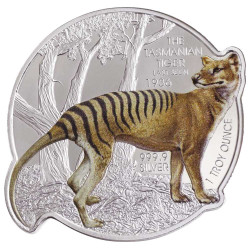 2 Dollars Argent Salomon BE 2021 colorisée - Tigre de Tasmanie