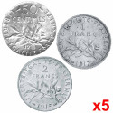 Coffret 15 monnaies Argent Semeuse de 1914 à 1918