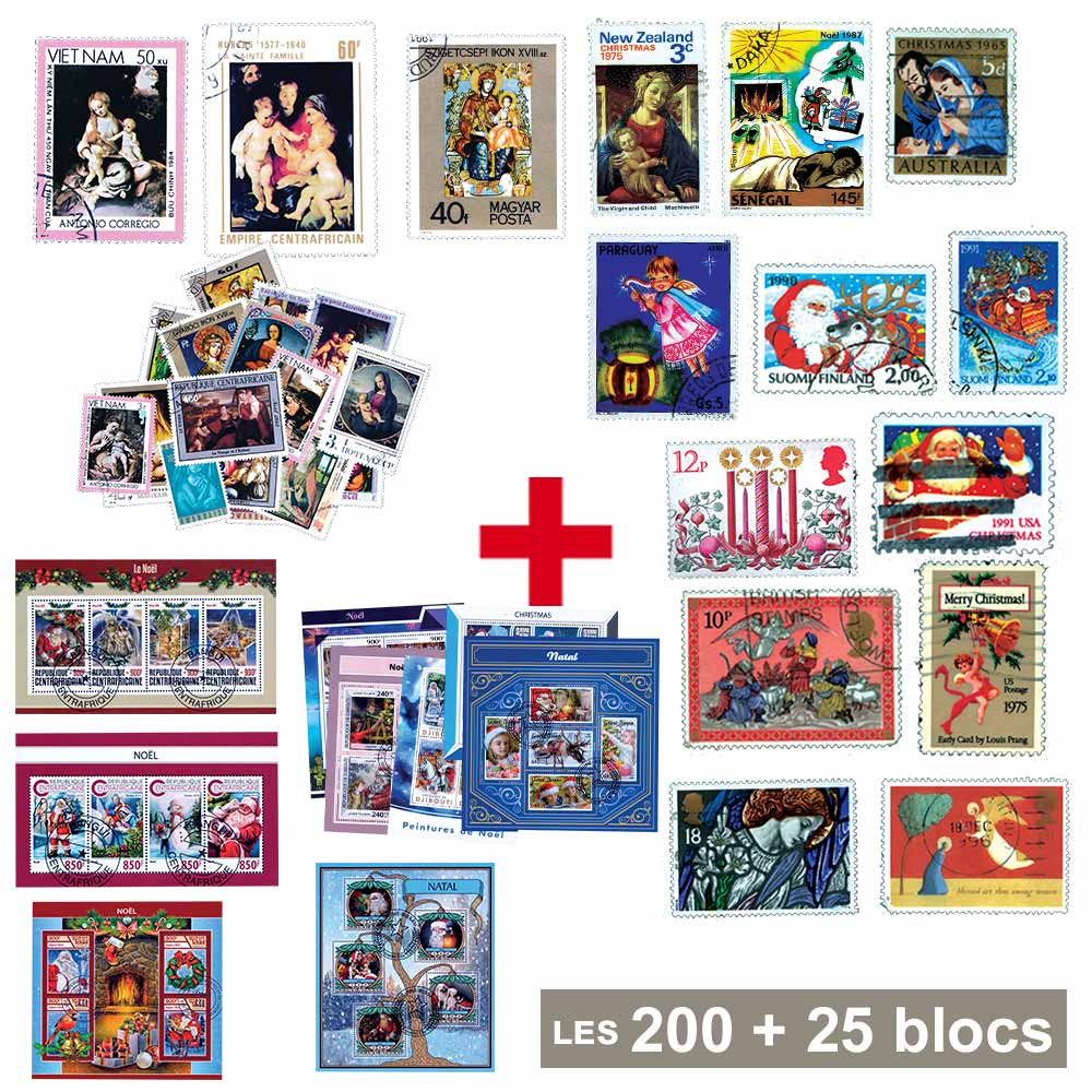 200 timbres + 25 blocs-feuillets