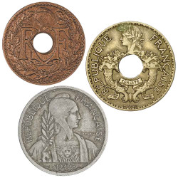 Lot ½, 5 et 20 Cents Indochine