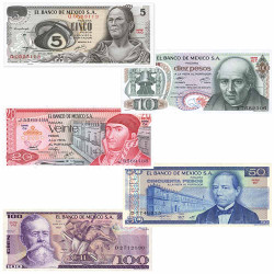 5 Billets Mexique 1971-1982
