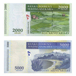Lot 2 billets Madagascar