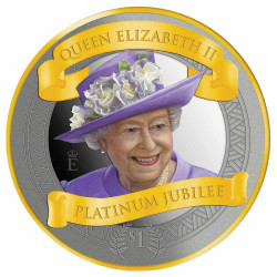 1 Dollar Argent Nouvelle-Zélande BE 2022 colorisé - Reine Elizabeth : jubilé de platine