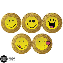 Lot 5 mini-médailles - Les 50 ans du Smiley