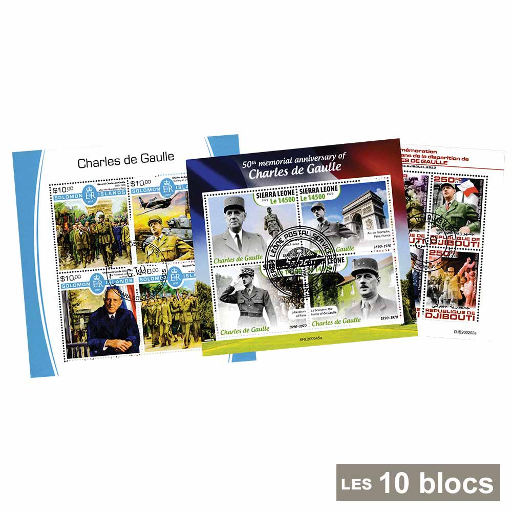 10 blocs-feuillets De Gaulle - les accords d'Évian