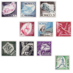 10 timbres Monaco JO...