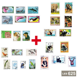 Lot de 625 timbres Animaux