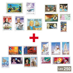 Lot de 250 timbres grandes découvertes