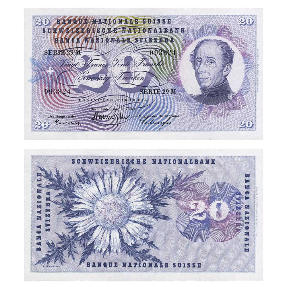 20 Francs Suisse 1961 - Guillaume Henri Dufour (1787-1875)