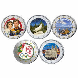 Lot 5 x 2 Euro colorisées 2021