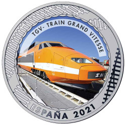 1,5 Euro Cupronickel Espagne 2021 colorisée - Le TGV
