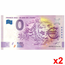 2 billets Souvenir 0 Euro -...