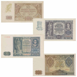 Lot de 4 billets Zlotych...