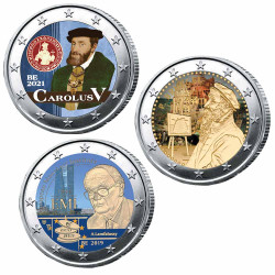 Lot 3 x 2 Euro Belgique colorisées