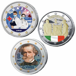 Lot 3 x 2 Euro Italie colorisées