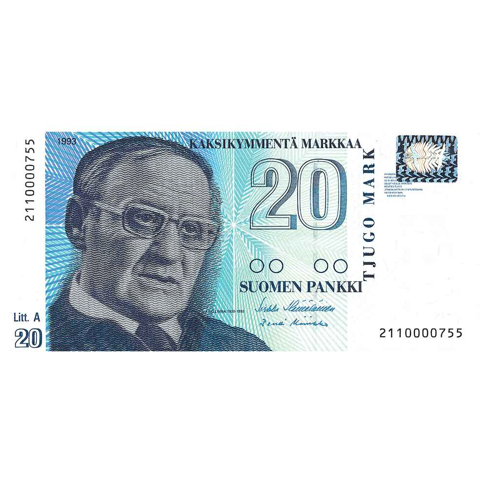 Billet 20 Markkaa Finlande 1993