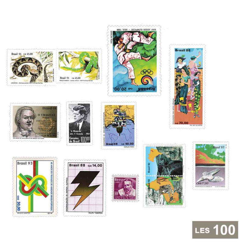 8 Timbres Anciens Brésil Années 1800 - Page D'album, Occasion, Non Certifiés