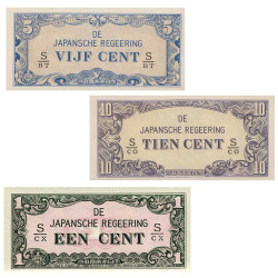 Billets 1, 5, 10 Cents 1942 - Indes Orientales Néerlandaises
