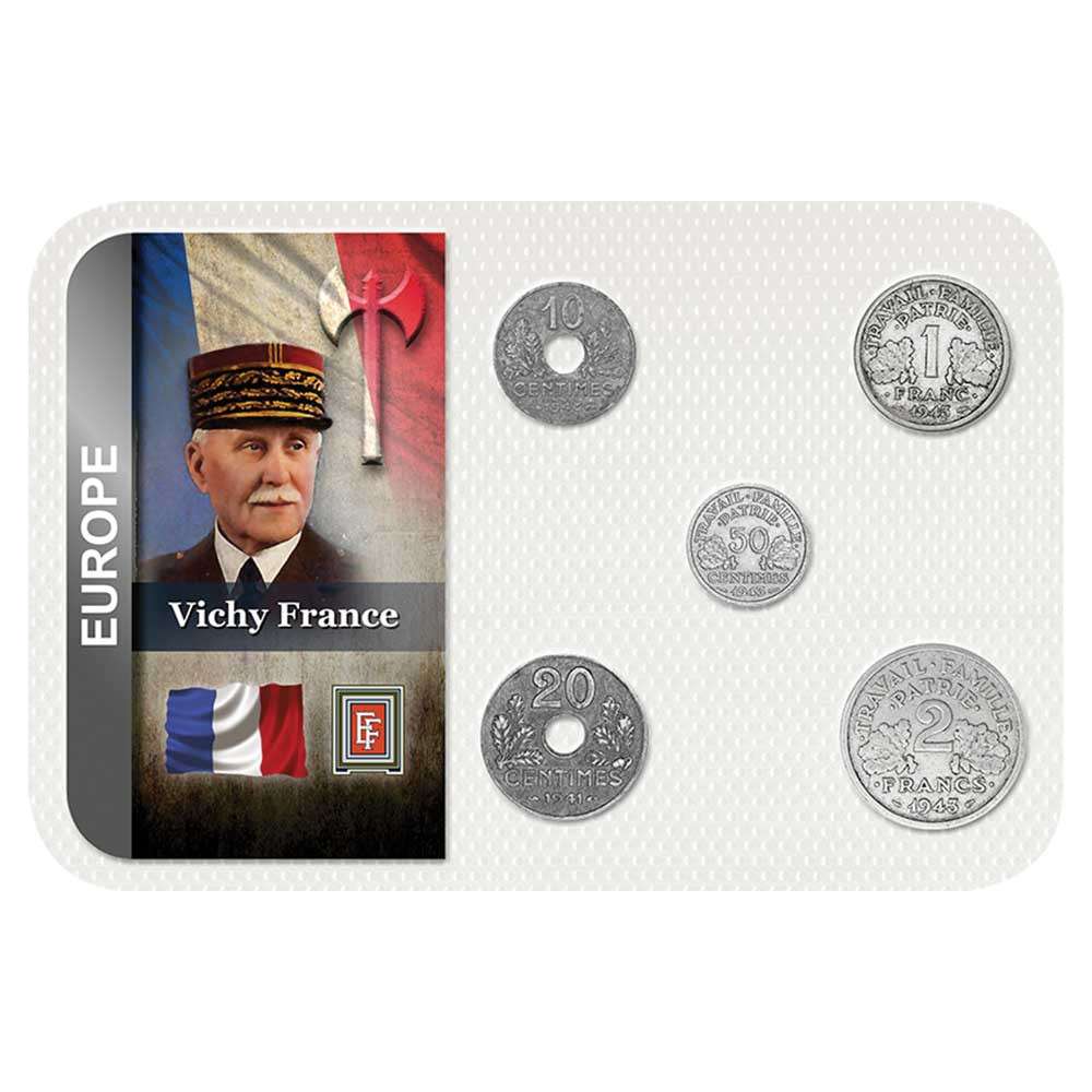 Série 10, 20, 50 Centimes, 1 et 2 Francs France - Vichy 1941-1944