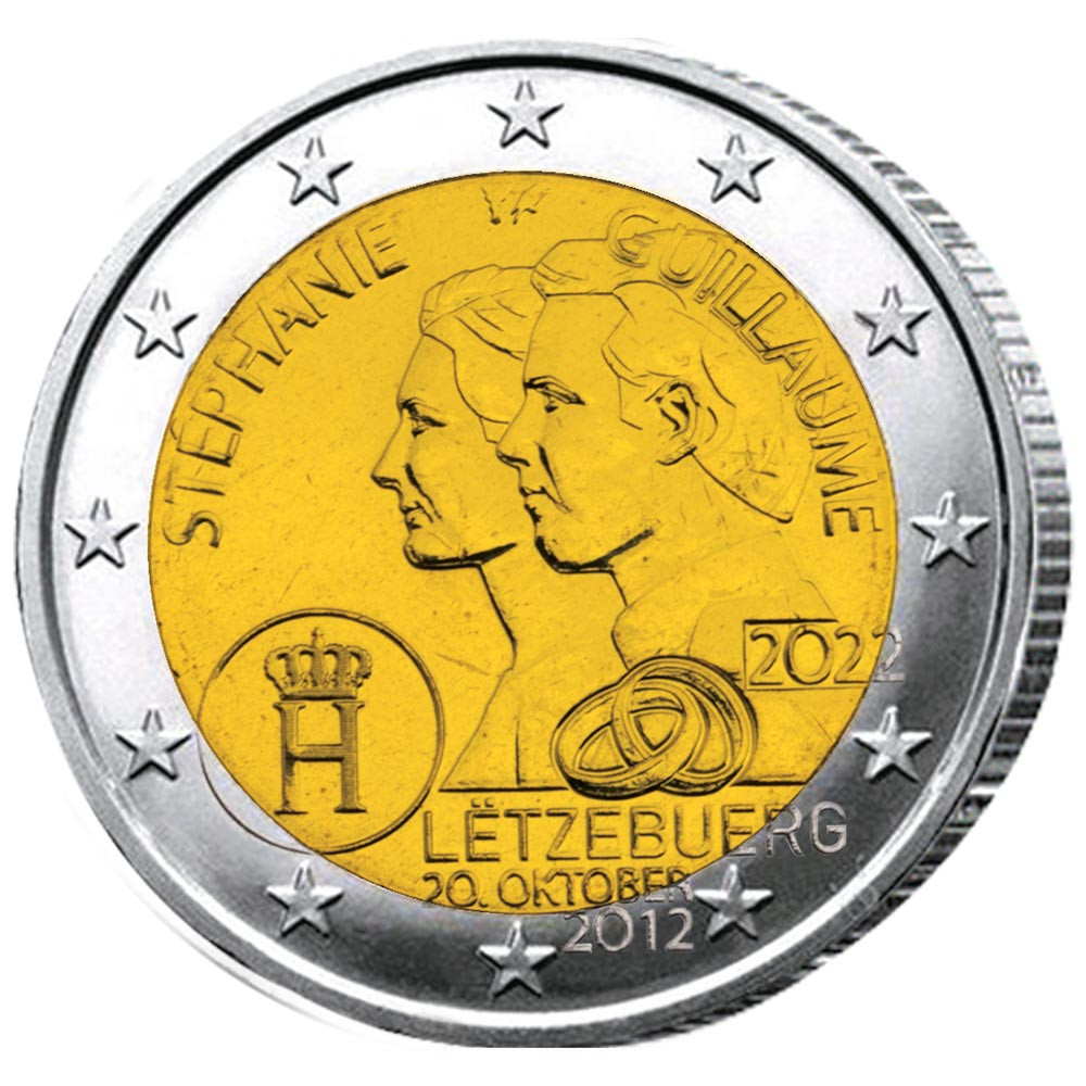 2 Euro Luxembourg 2022 - 10 ans de mariage du couple héritier