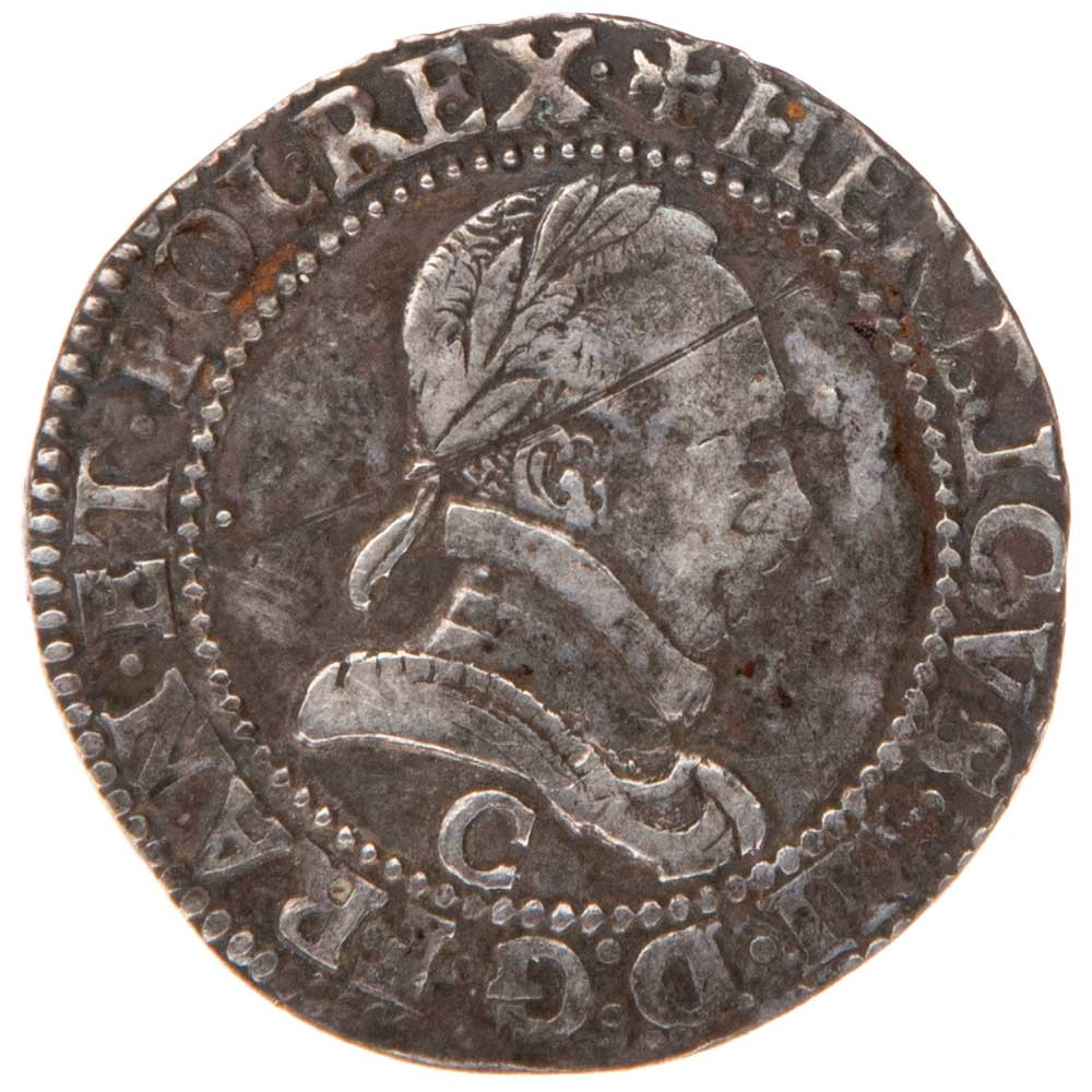 1/2 Franc Argent Henri III col plat