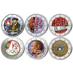 Lot 6 x 2 Euro 2021 colorisées