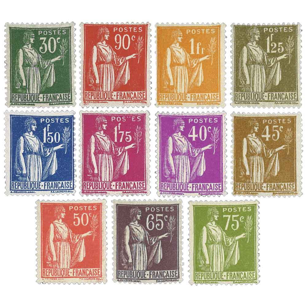 11 timbres France Type paix 1922-1933