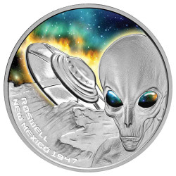 1 Dollar Argent BE 2022 colorisé - Roswell Nouveau-Mexique 1947