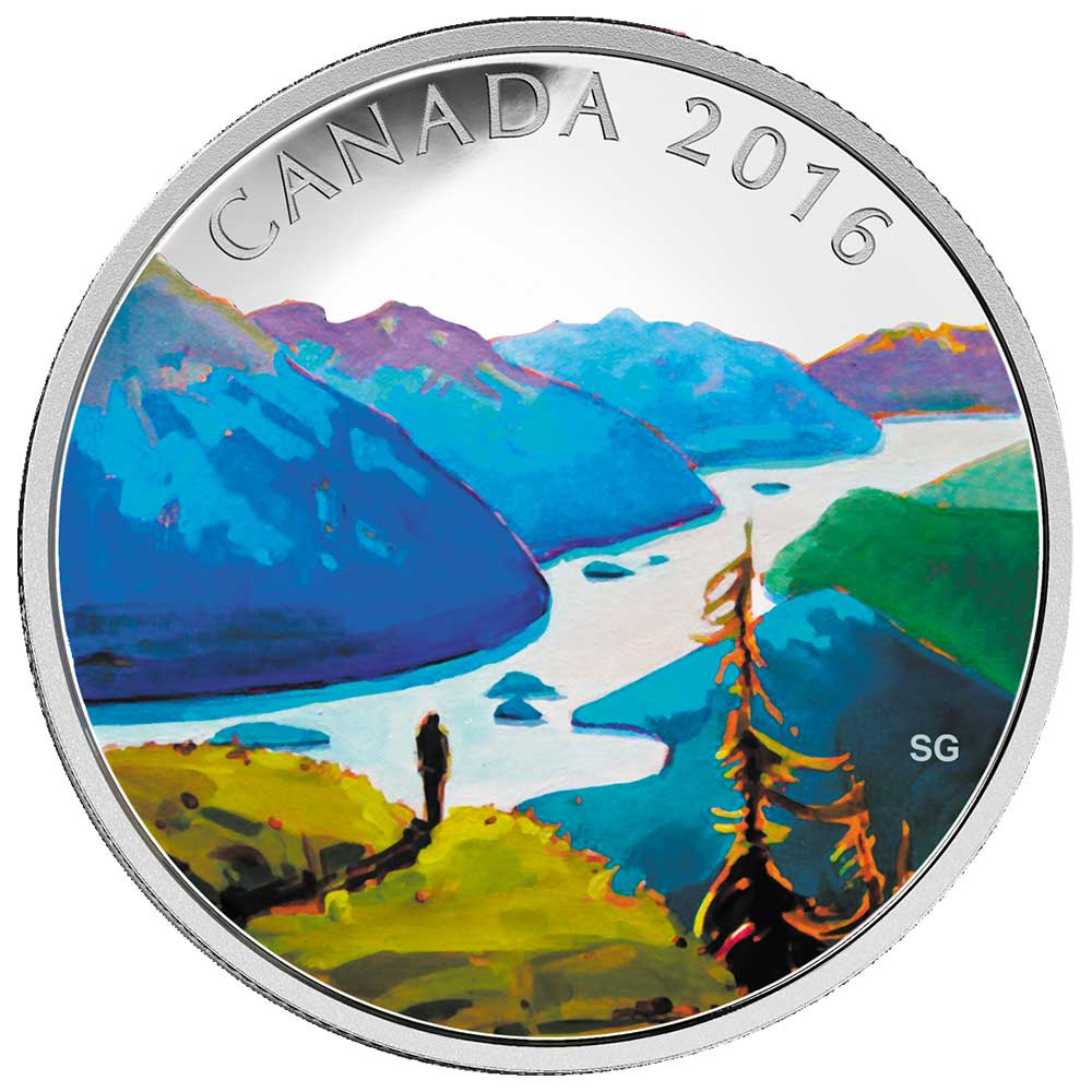 20 Dollars Argent Canada BE 2016 colorisée - Sommet Paysage canadien