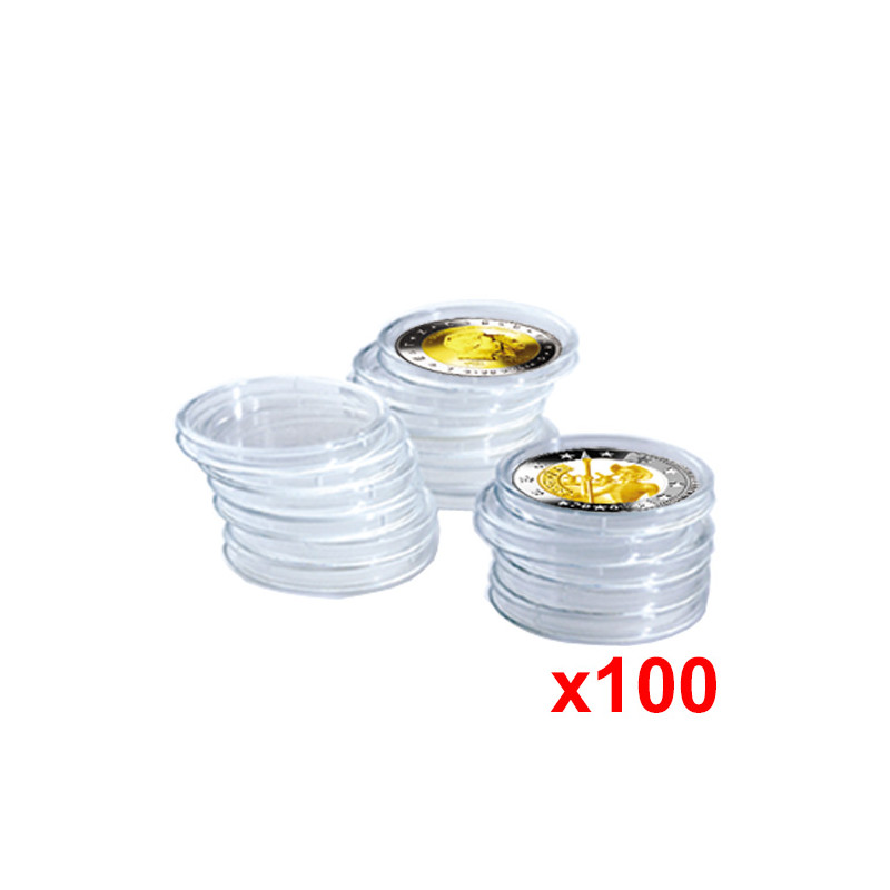 WIIYENA – 100 Capsules Transparentes Pour Pièces De 22 Mm – Ouverture En Croissant – Protection Contre Rayures