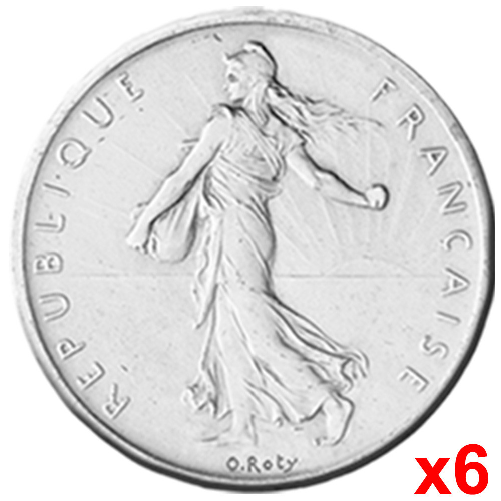 Lot des 6 x 5 Francs Argent Semeuse