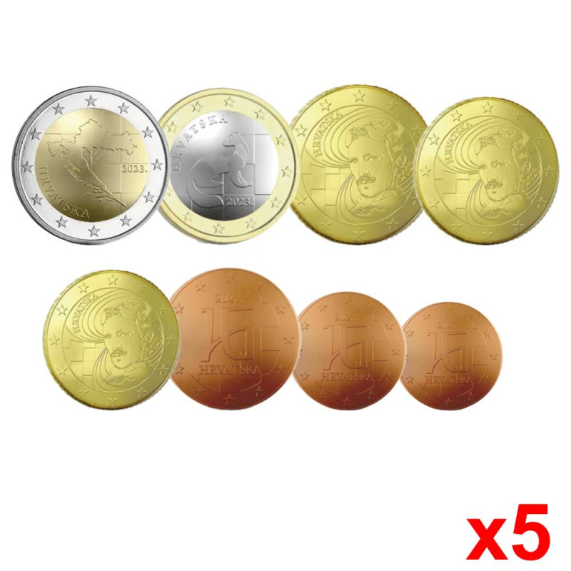 Lot de 5 série Euros Croatie 2023 Trésor du Patrimoine
