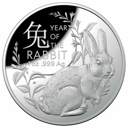 5 Dollars Argent Australie BE 2023 - Année du lapin