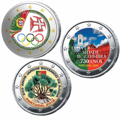 Lot 3 x 2 Euro Portugal colorisées