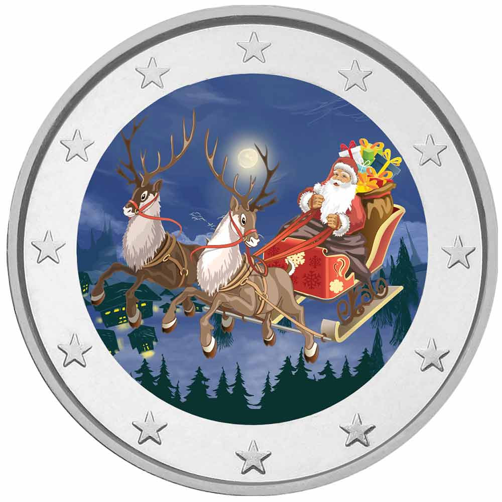 2 Euro Joyeuses Fêtes colorisée