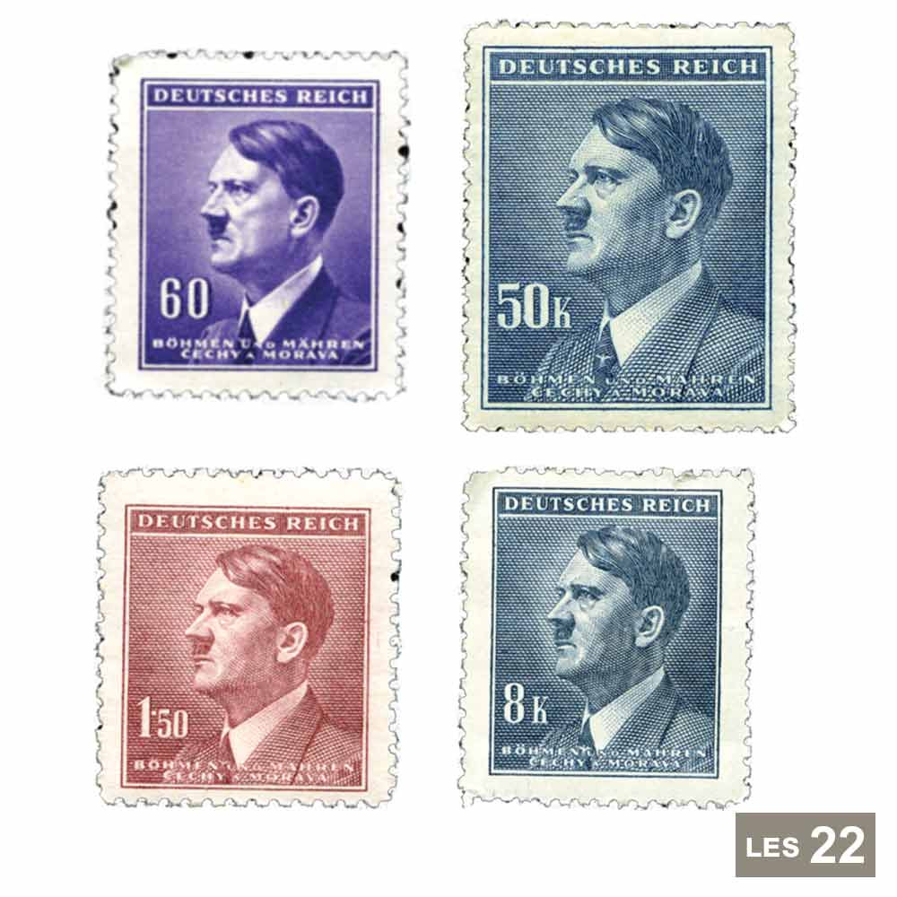 22 timbres Bohême Moravie 1942*