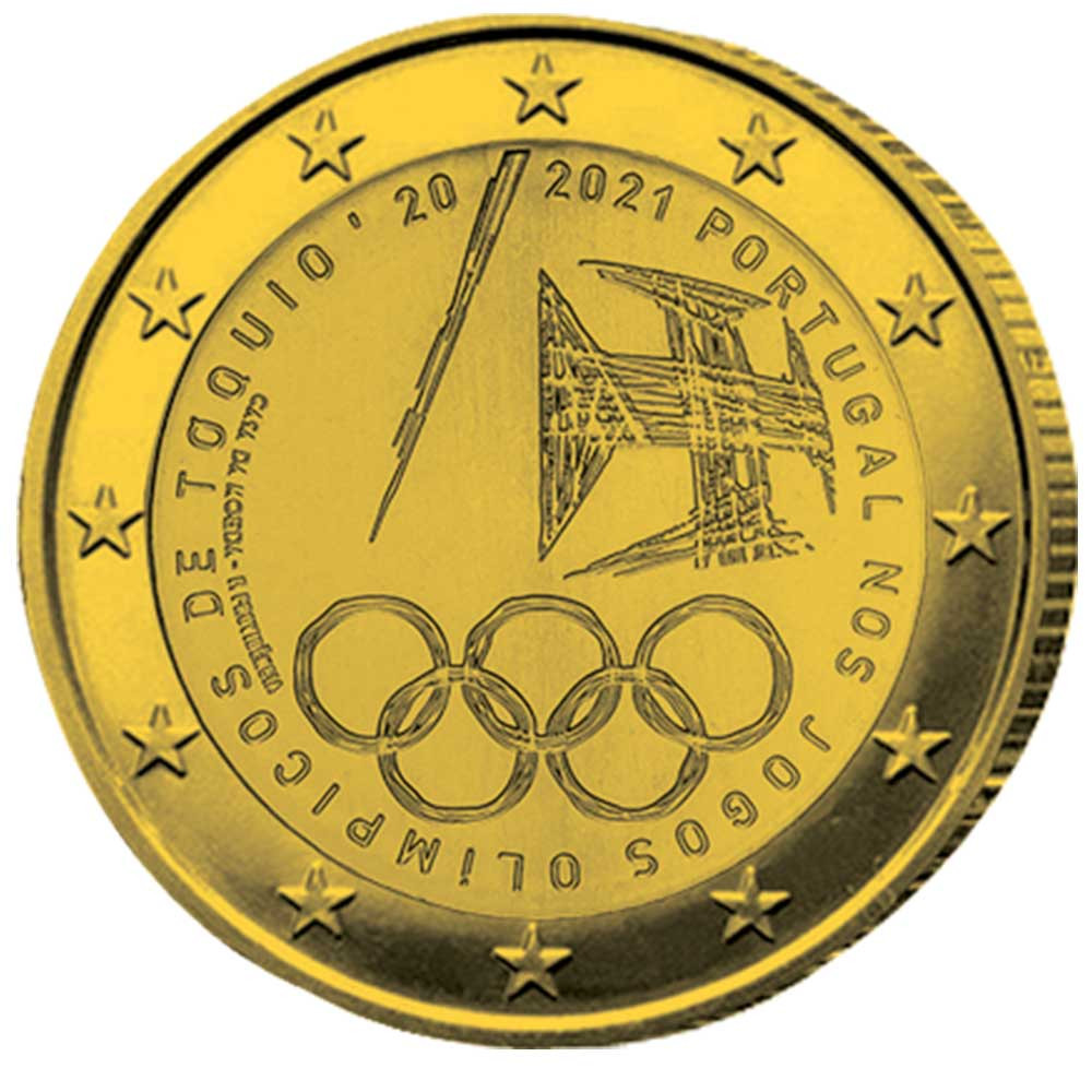 2 Euro Portugal 2021 dorée - Jeux olympiques de Tokyo
