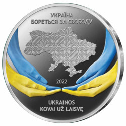 10 Euro Argent Lituanie BU 2022 colorisée - Combat pour la Paix en Ukraine